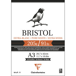 Μπλοκ Bristol 29,7x42cm 205g 20φυλλο Clairefontaine Rhodia