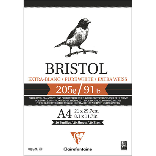 Μπλοκ Bristol 21x29,7cm 205g 20φυλλο Clairefontaine Rhodia