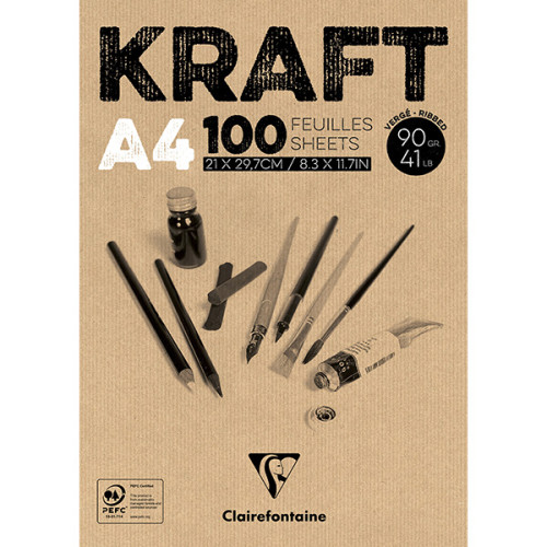 Μπλοκ KRAFT Brown Α4 21x29,7cm 90g 100φ. Clairefontaine Rhodia