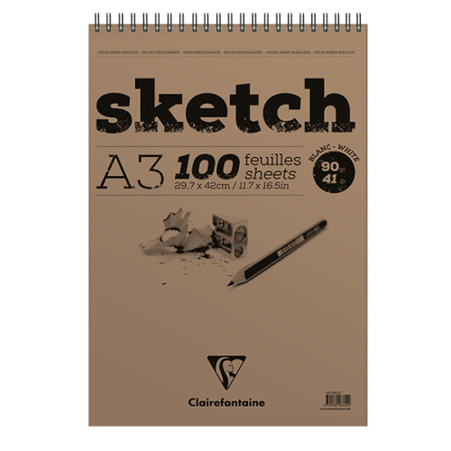 Μπλοκ Sketch White 29,7x42cm 90g 100φυλλο Clairefontaine Rhodia