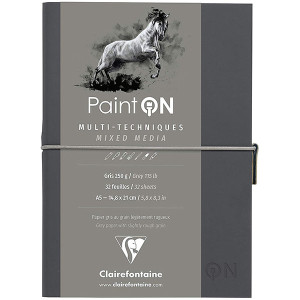 Book Mixed Media Paint`ON Gray 14,8x21cm 32φ 250g Clairefontaine