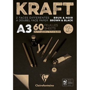 Μπλοκ KRAFT Black & Brown 29,7x42cm 90g 60φ. Clairefontaine Rhodia