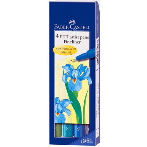 Μαρκαδόροι Pitt Σετ 4τεμ Ψυχρά Χρώματα Faber Castell