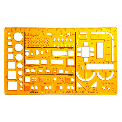Στένσιλ Αρχιτεκτονικής "Architects&apos; Combination" 1:50 Rotring