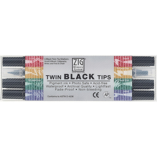 Μαρκαδόροι Σετ 4τεμ Combo Twin Black Tips Kuretake