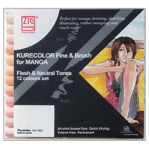 Μαρκαδόροι Σετ 12τεμ Kurecolor Manga Flesh Tones Kuretake