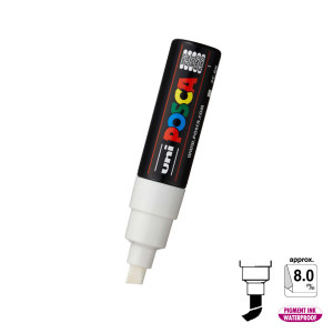 Posca 8mm Chisel Slanted - White 1