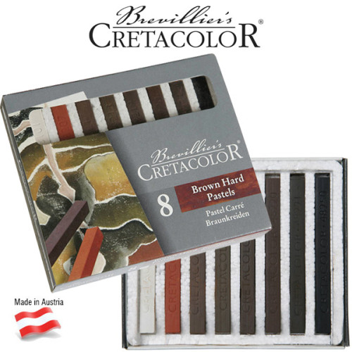 Σετ Καρέ Παστέλ 8τεμ Brown Cretacolor