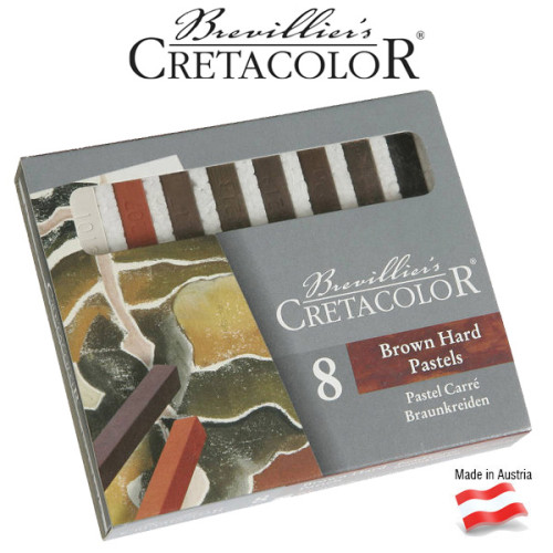 Σετ Καρέ Παστέλ 8τεμ Brown Cretacolor