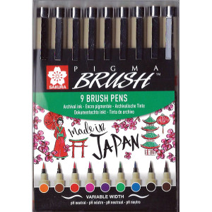 Μαρκαδόροι Σετ Pigma Brush 9τεμ Sakura