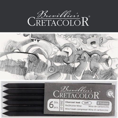 Μύτη 5,6mm Κάρβουνο Soft 6τεμ Cretacolor