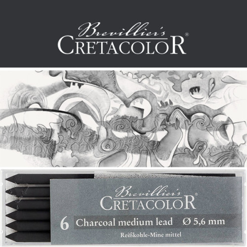 Μύτη 5,6mm Κάρβουνο Medium 6τεμ Cretacolor