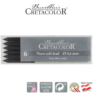 Μύτη 5,6mm Nero Greasy Soft 6τεμ Cretacolor