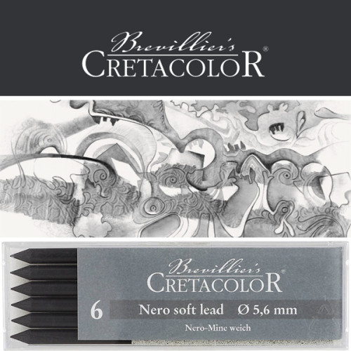 Μύτη 5,6mm Nero Greasy Soft 6τεμ Cretacolor