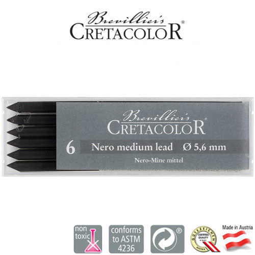 Μύτη 5,6mm Nero Greasy Medium 6τεμ Cretacolor