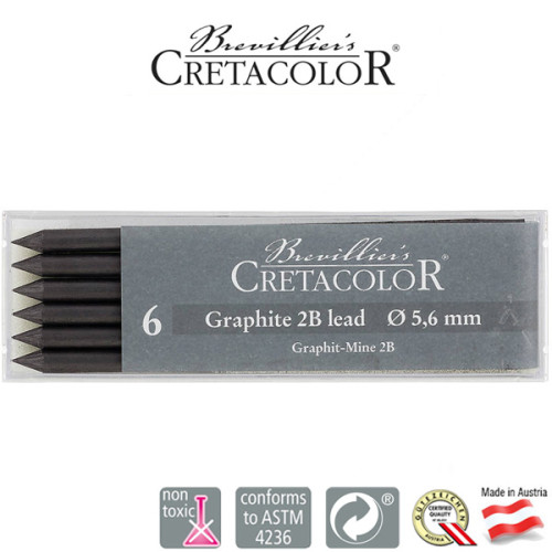 Μύτη 5,6mm Γραφίτης 2B 6τεμ Cretacolor