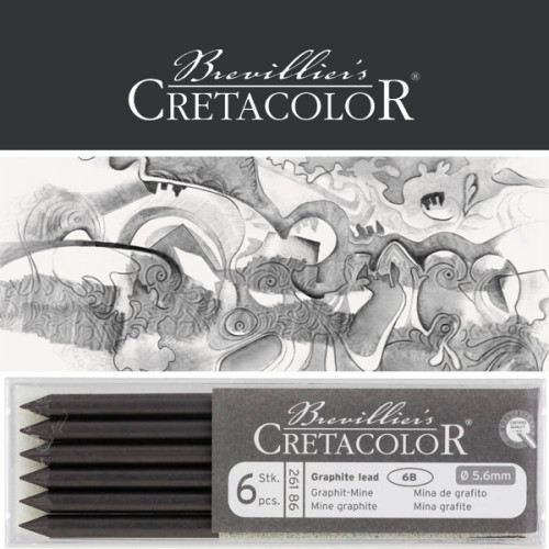 Μύτη 5,6mm Γραφίτης 6B 6τεμ Cretacolor