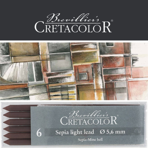 Μύτη 5,6mm Sepia Light Dry 6τεμ Cretacolor