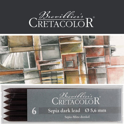 Μύτη 5,6mm Sepia Dark Dry 6τεμ Cretacolor