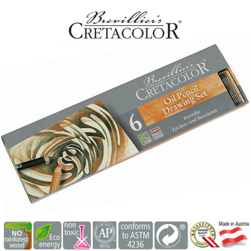 Μολύβια Σχεδίου Σετ 6τεμ Oil Pencil Cretacolor