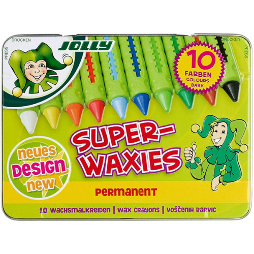 Σετ Κηρομπογιές Super- waxies Permanent Μεταλ. Κασετίνα 10τεμ Jolly