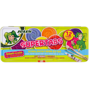 Σετ Νεροχρωμάτων Supertabs 12τεμ (+2πινέλα+λευκό) Jolly