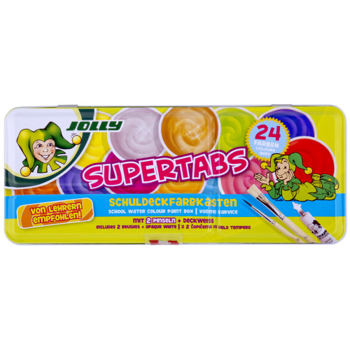 Σετ Νεροχρωμάτων Supertabs 24τεμ (+2πινέλα+λευκό) Jolly