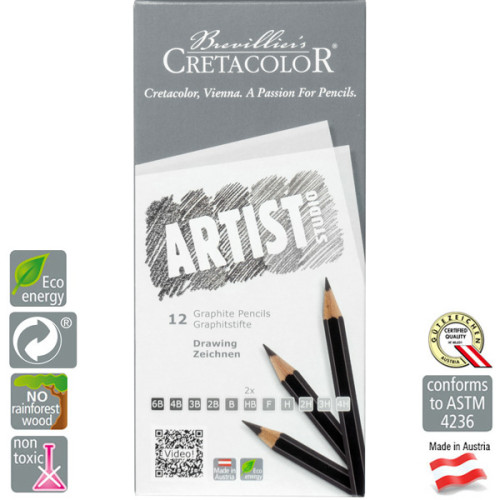 Μολύβια Σχεδίου Σετ 12τεμ Artist Studio Graphite Cretacolor