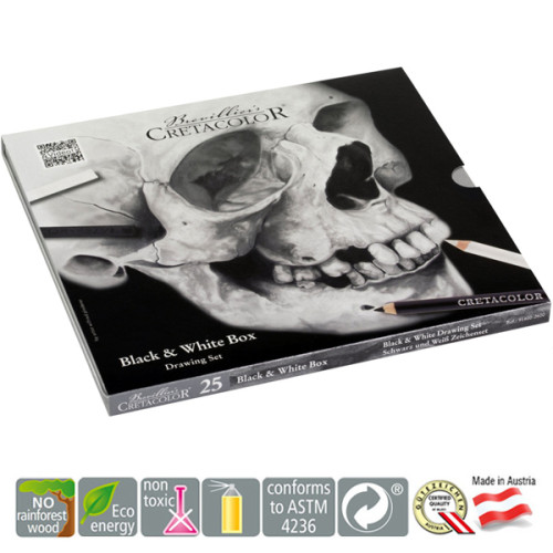 Μολύβια Σετ Black & White Skull Edition Box 25τεμ Cretacolor